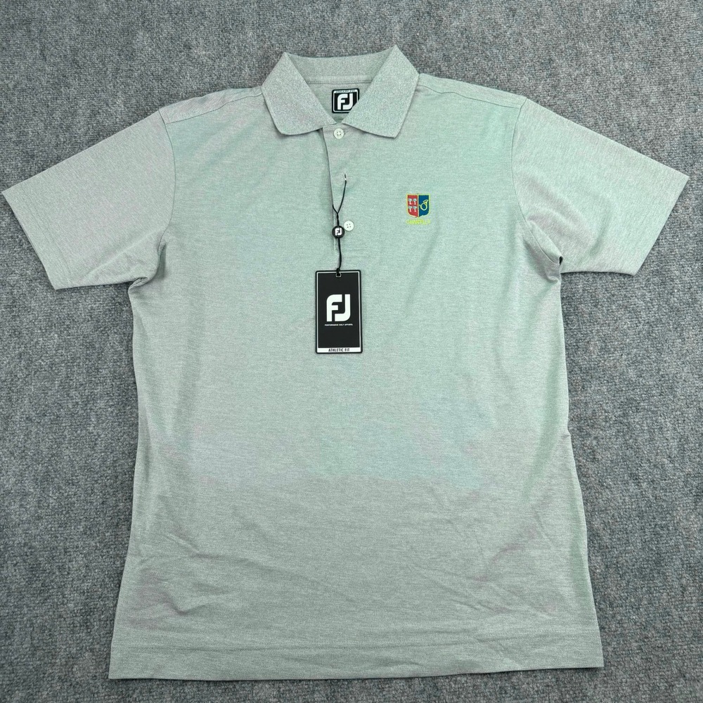 FootJoy Polo Shirt Men's Medium Heather Grey Chantilly Golf Athletic Fit NWT